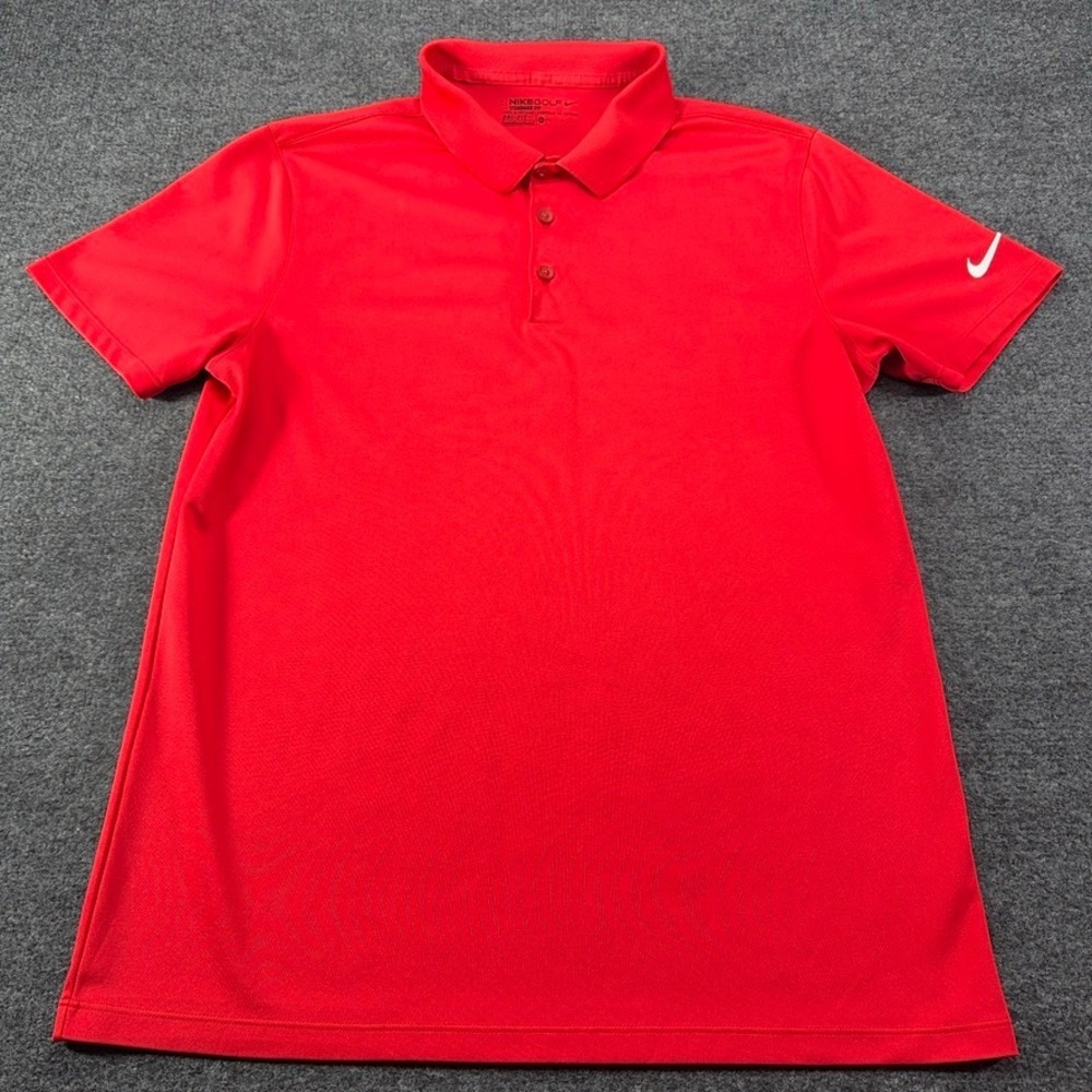 Nike Golf Mens Red Dri-FIT Standard Fit Short Sleeve Polo Shirt Size Medium
